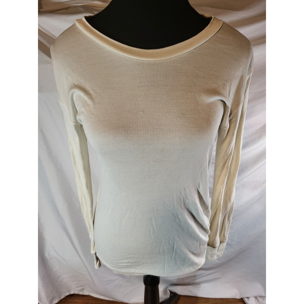 WinterSilks Shirt Womens Small Ivory 100% Silk Long Sleeve Scoop Neck Top